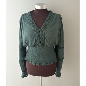 Scarlet Darkness Top Size Large Green Peasant Dark Romance Renaissance Goth